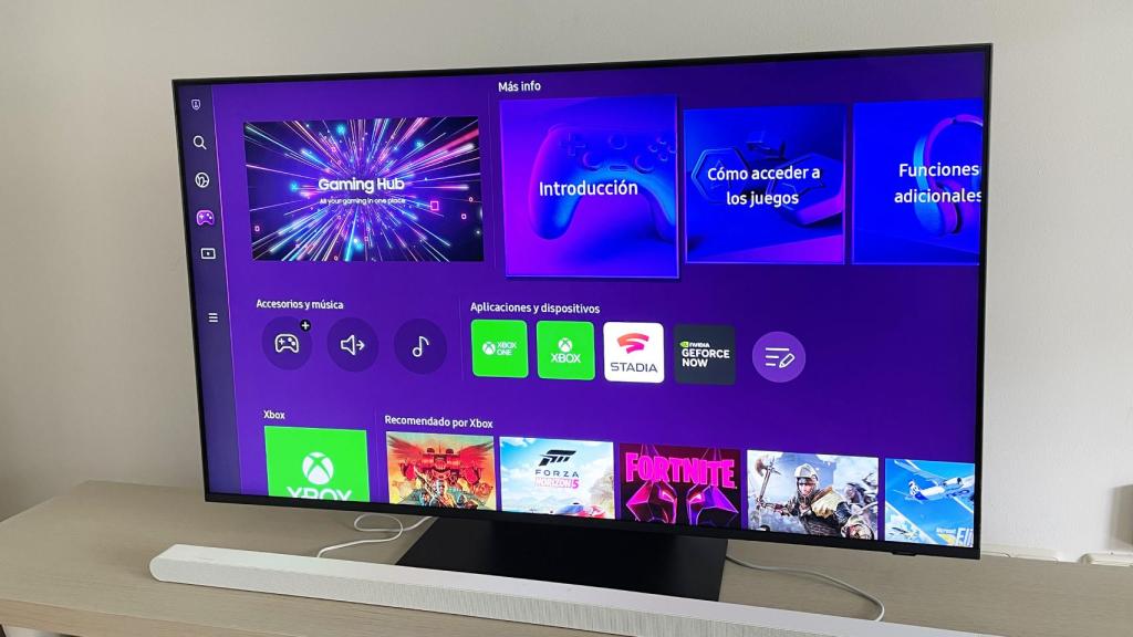 Samsung Gaming Hub en el televisor.