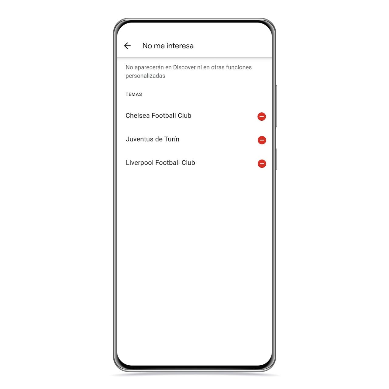 Temas que no te interesan en Discover