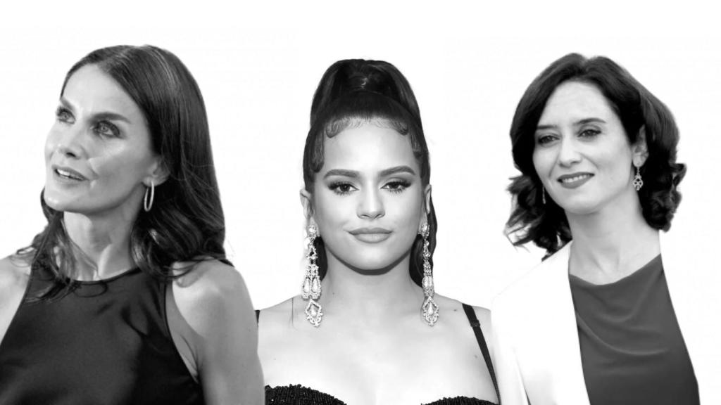 De Izq. a Dcha.  la reina Letizia, la cantante Rosalía y la Presidenta de la Comunidad de Madrid Isabel Díaz Ayuso.