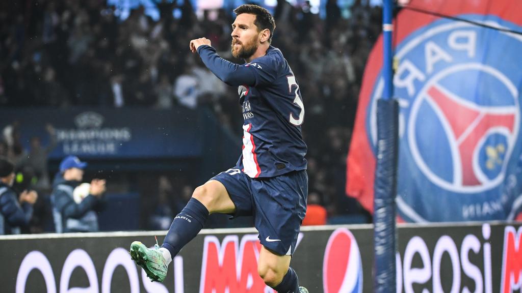 Leo Messi, celebrando un gol con el PSG en la Champions League 2022/2023