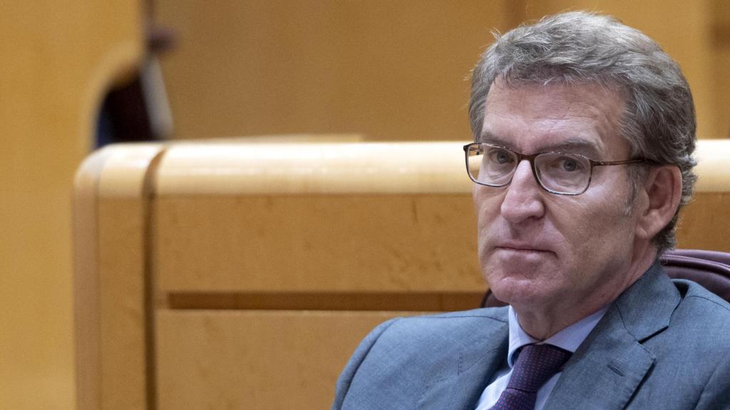El líder de la oposición, Alberto Núñez-Feijóo, este martes en el Senado.