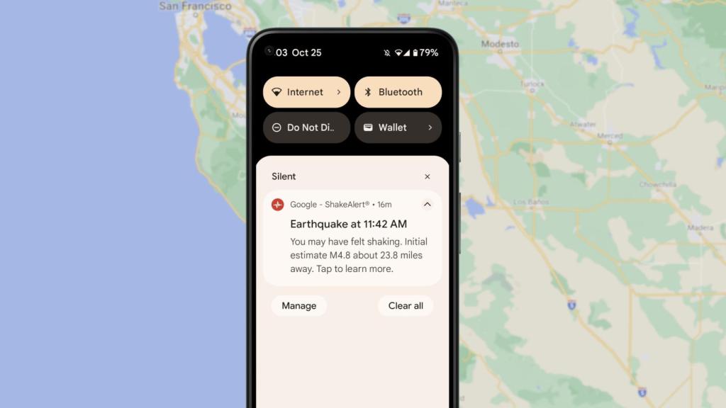 Aviso de terremoto de Google
