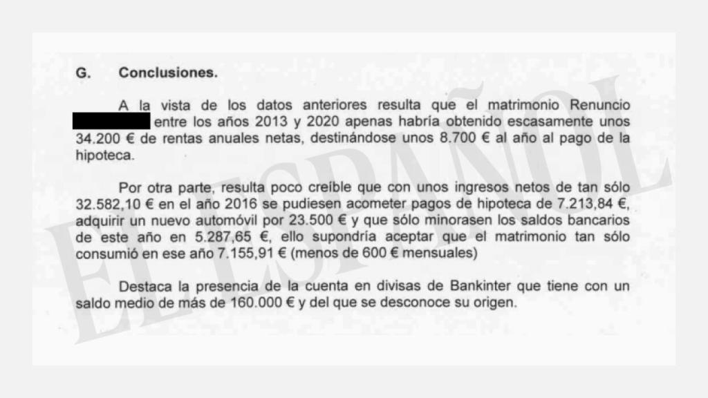 Conclusiones del informe de la Agencia Tributaria.
