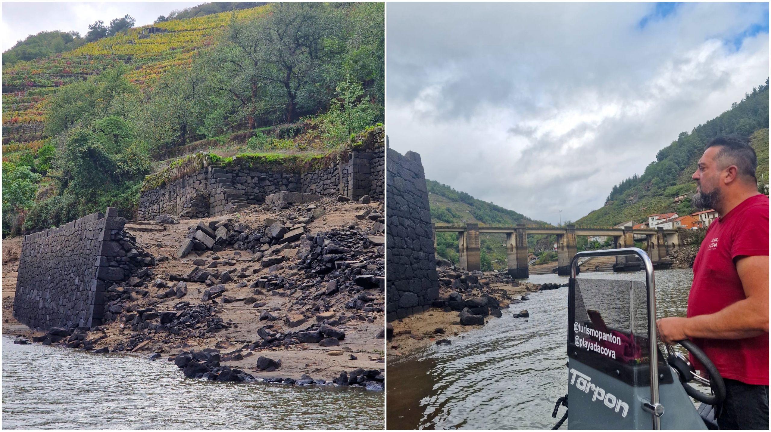 Muros de una antigua iglesia en el la zona de Belesar. Foto: Cedida