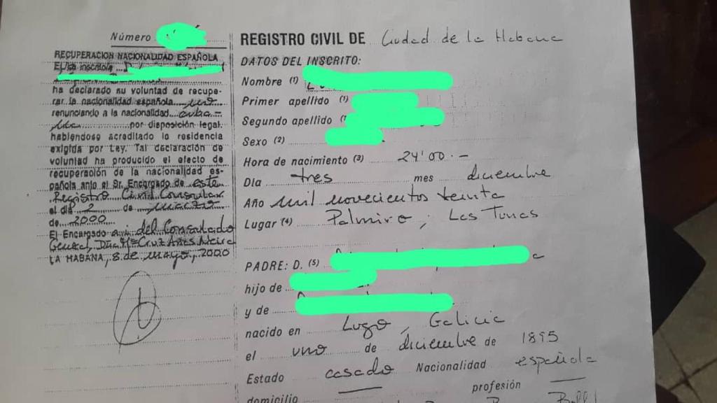 Foto con la documentación enviada al grupo de Whatsapp.