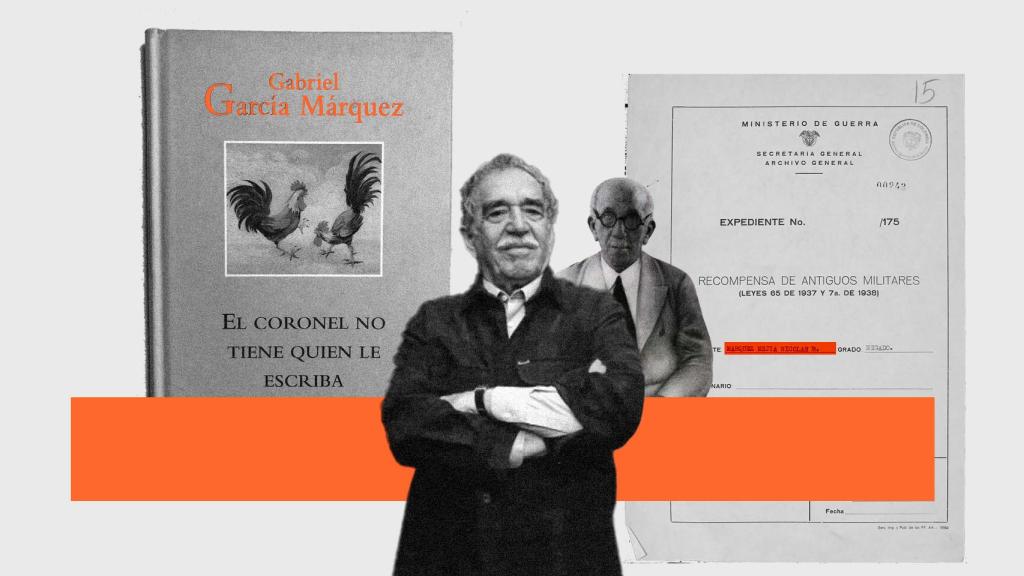El coronel Nicolás Márquez Mejía, protagonista de los documentos hasta ahora no revelados, y su nieto Gabriel García Márquez.