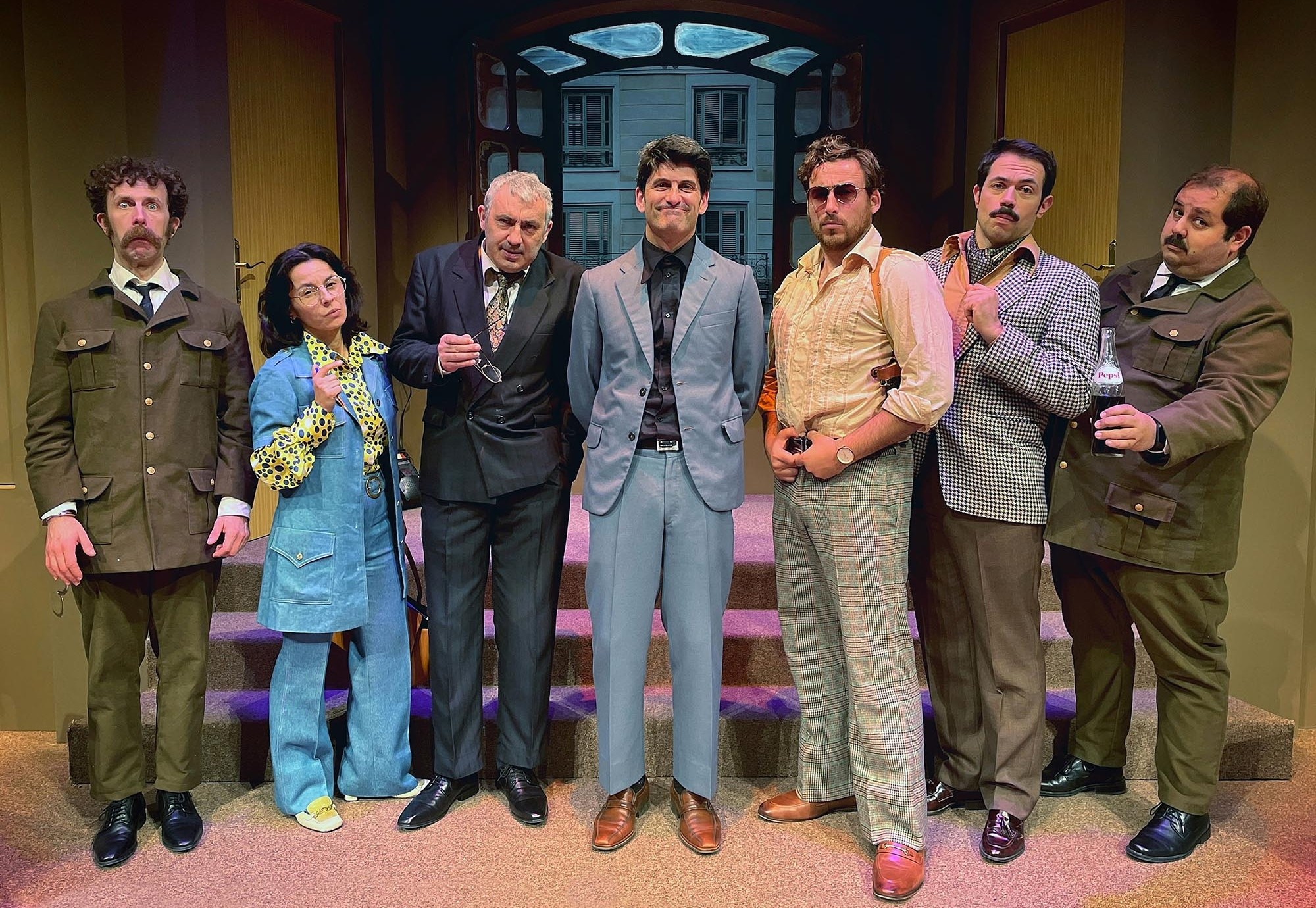 Elenco de la obra Morte accidental dun anarquista. Foto: Cultura.gal