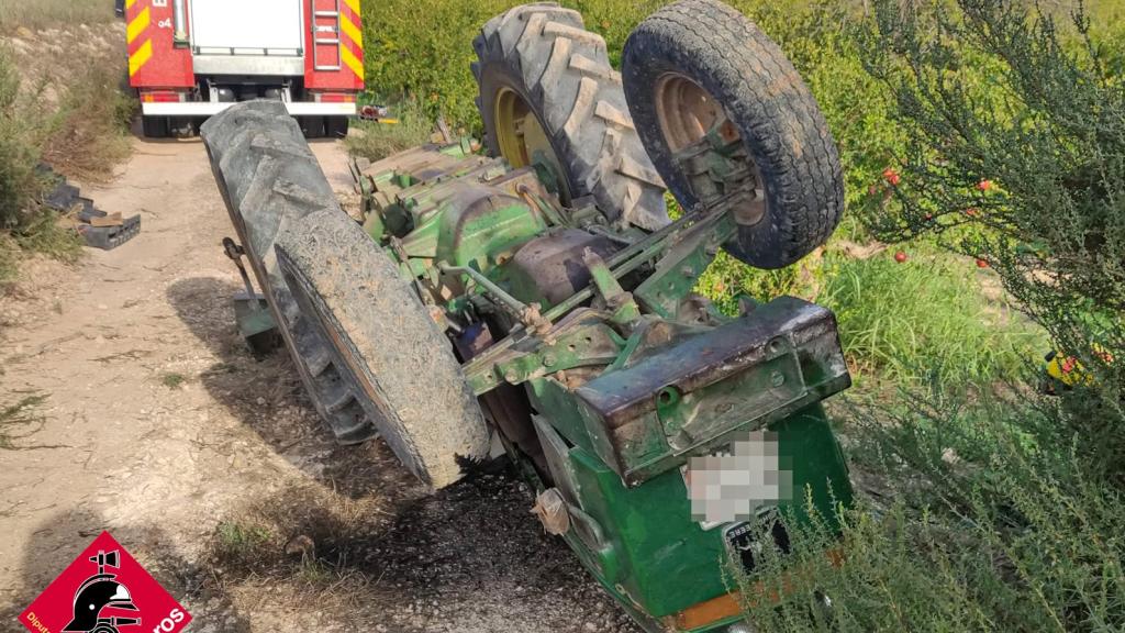 Estado en el que quedó el tractor.