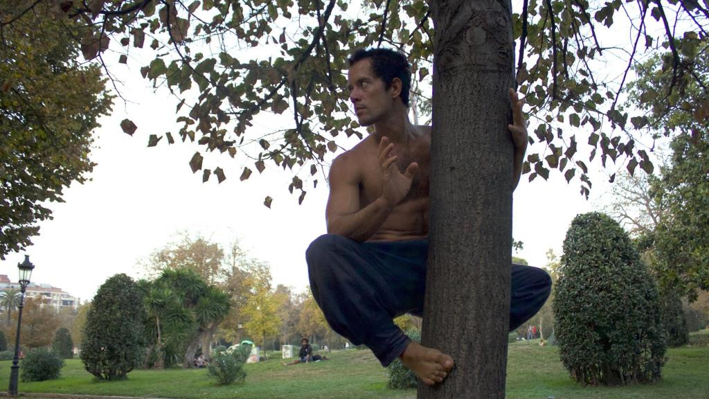 Víctor, sobre un árbol de la Ciudadela.