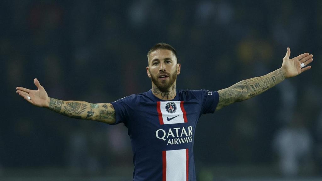 Sergio Ramos, en un partido del PSG de la temporada 2022/2023