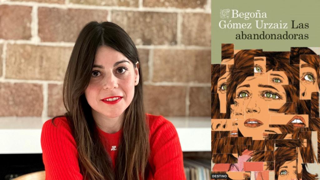 Begoña Gómez Urzaiz y la portada de 'Las abandonadoras'.