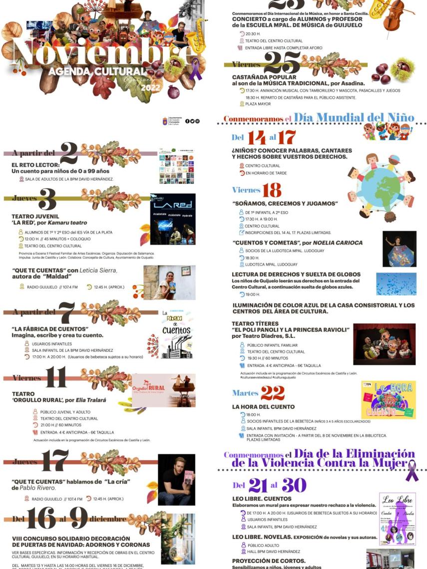 AGENDA CULTURAL NOVIEMBRE guijuelo
