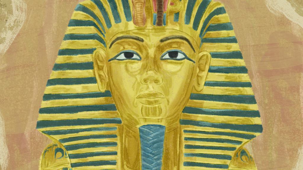 Dibujo de la máscara funeraria de Tutankamón.