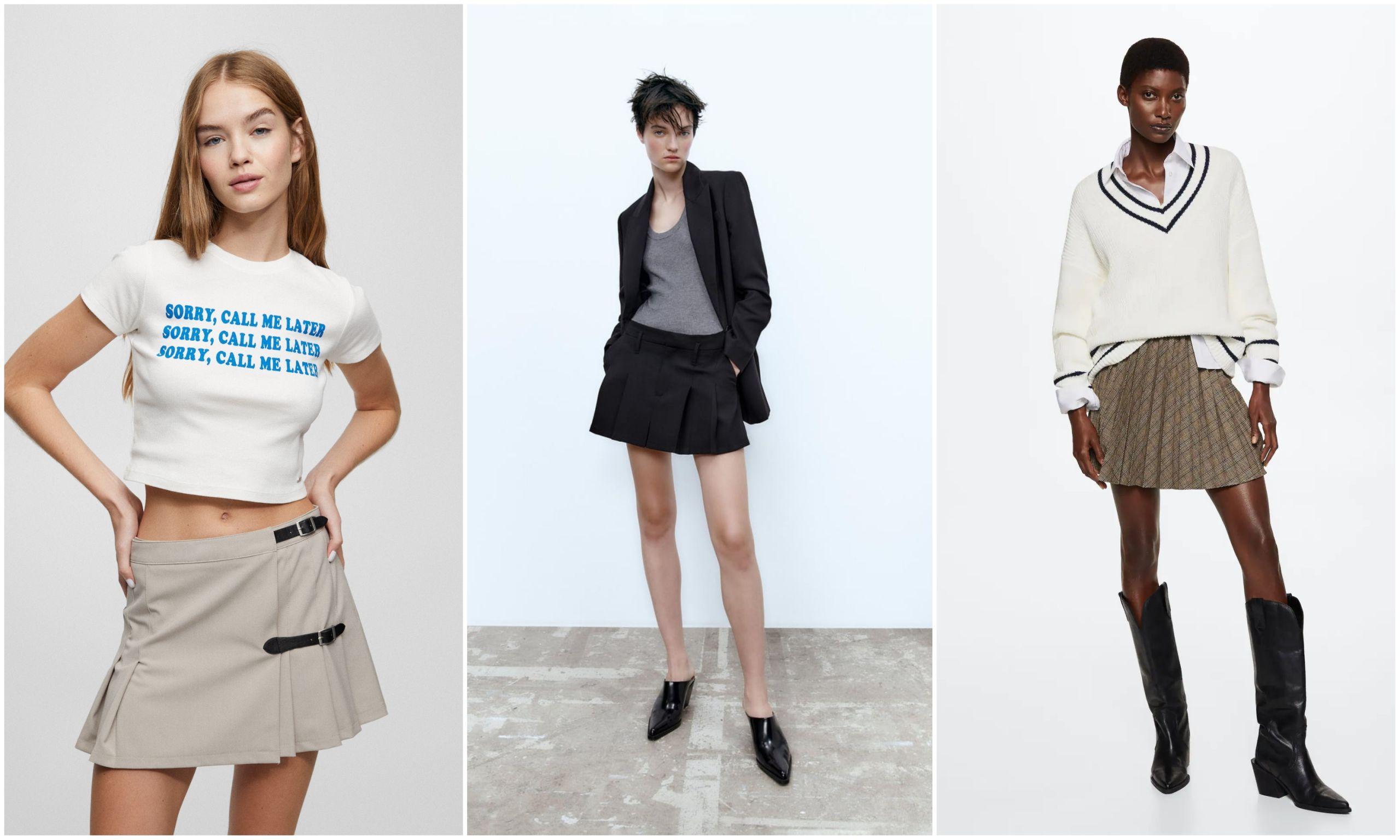 De izquierda a derecha; Minifalda de Pull&Bear, falda mini de Zara y falda corta  de Mango