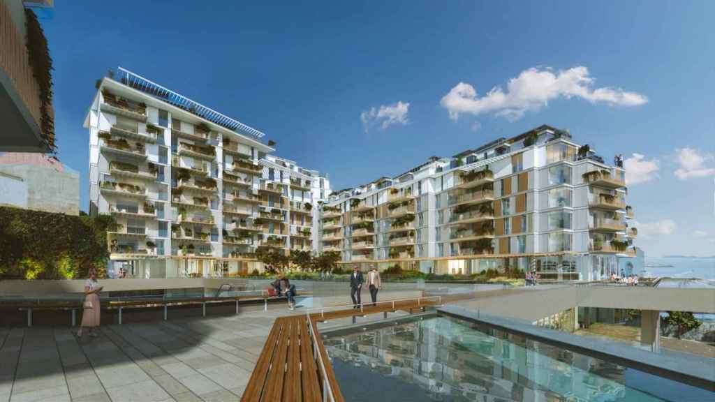 Exterior del edificio Lúa, en el Barrio do Cura.