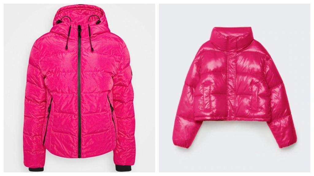Abrigos de la marca Superdry (izquierda) y de Stradivarius (derecha).