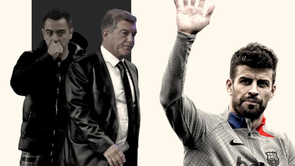 Joan Laporta, Xavi Hernández y Gerard Piqué