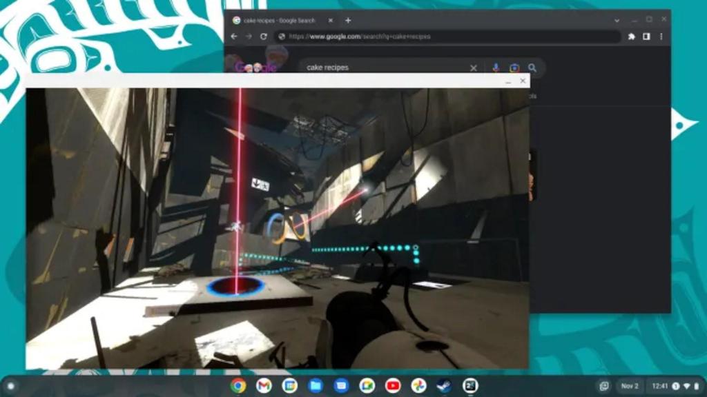 Steam ejecutando el juego Portal en Chrome OS