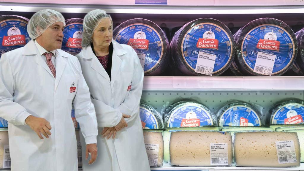 Miguel Ángel y María del Mar García Baquero con los quesos de su empresa de fondo. Foto: Carmen Suárez y Silvia P. Cabeza.