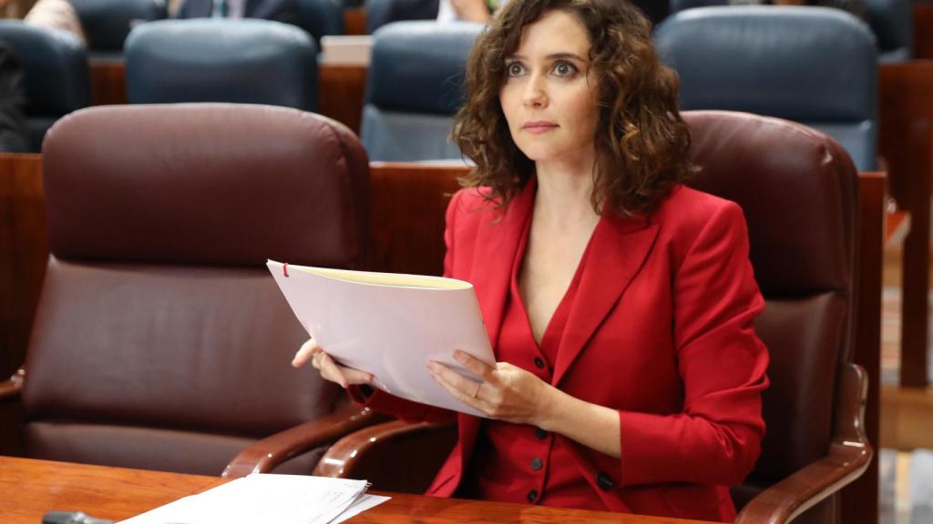 La presidenta de la Comunidad de Madrid, Isabel Díaz Ayuso, este jueves en el Pleno de la Asamblea de Madrid.