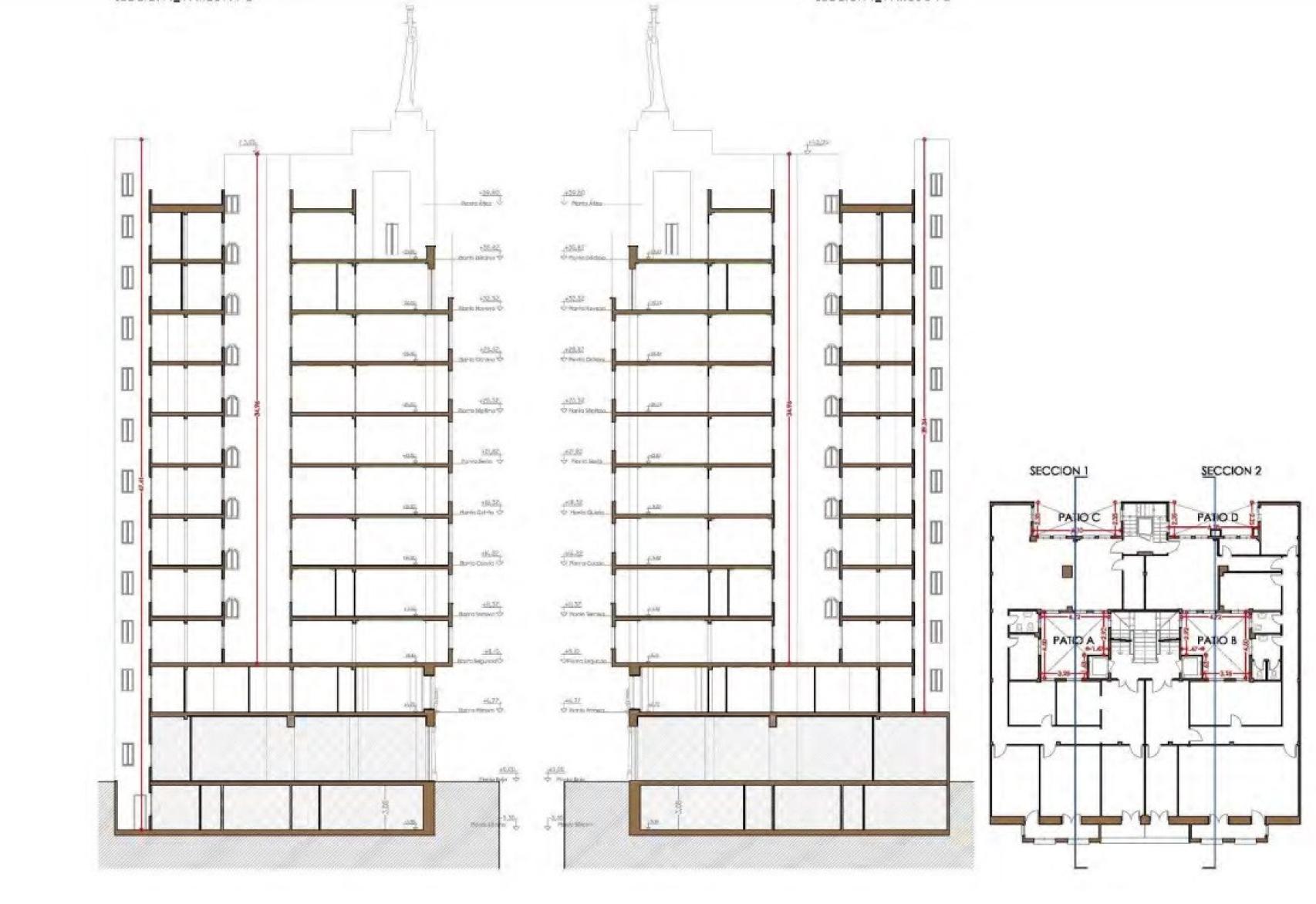 Plano del edificio Gran Vía 60. Fuente: Ayuntamiento de Madrid.