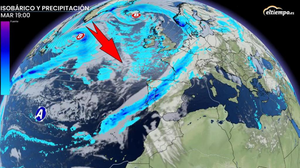 Los frentes asociados a la borrasca Martín que afectarán a España. Eltiempo.es.