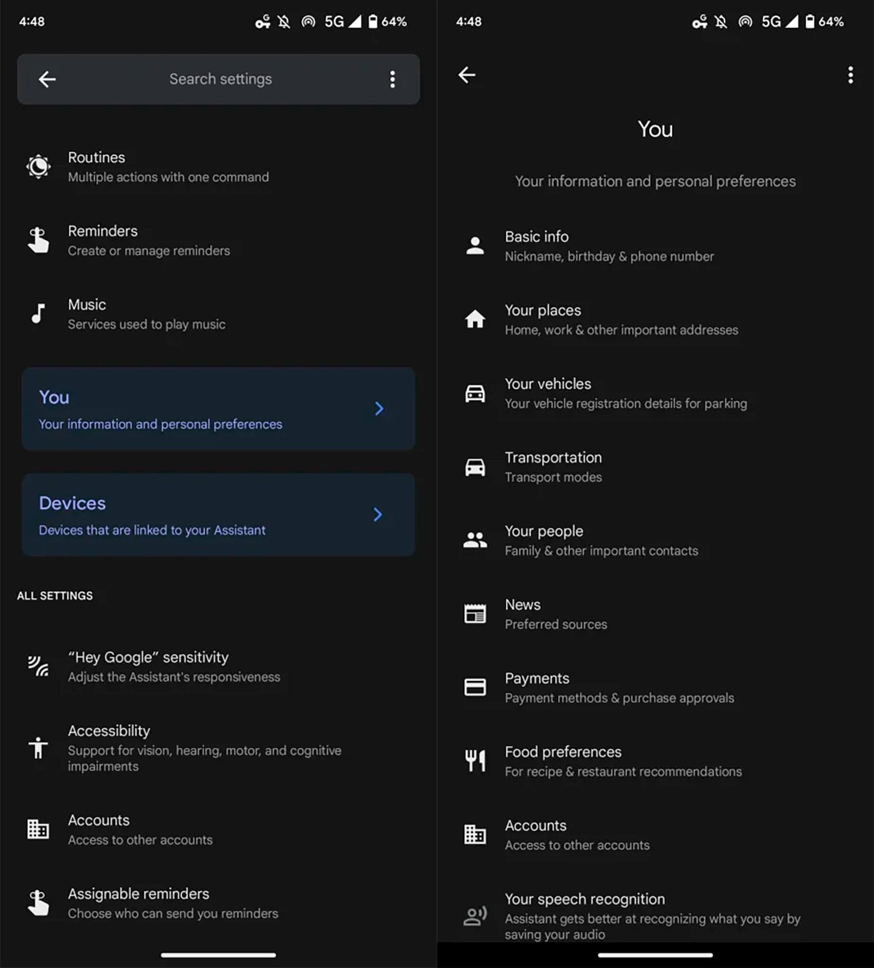 Aquí se encuentran los ajustes para esta nueva función