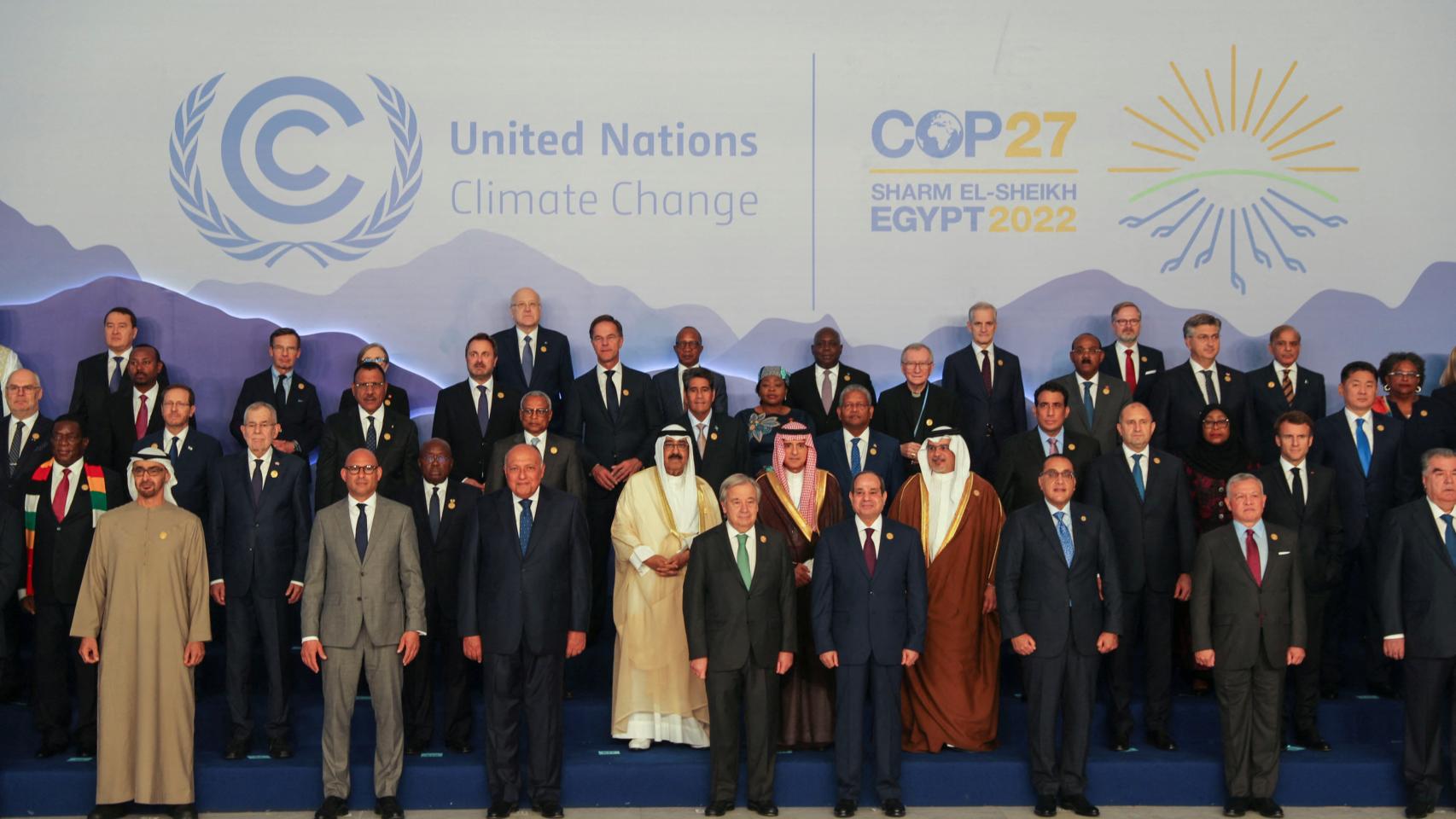 La foto de familia de la primera jornada de la COP 27