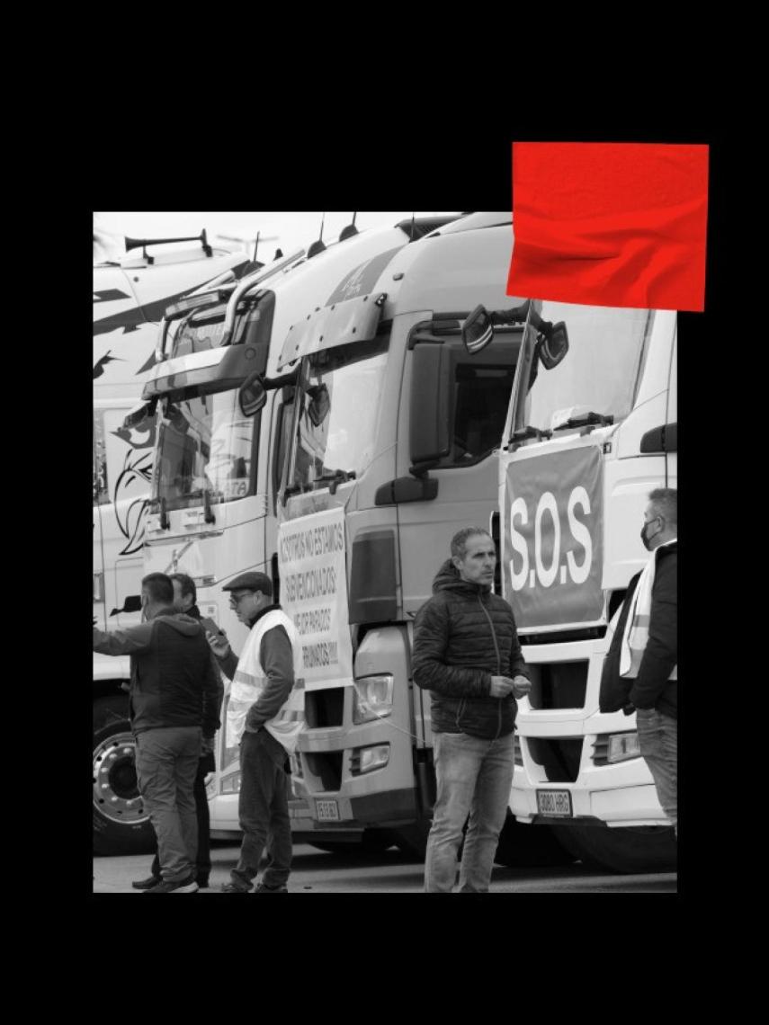 Transportistas en huelga.