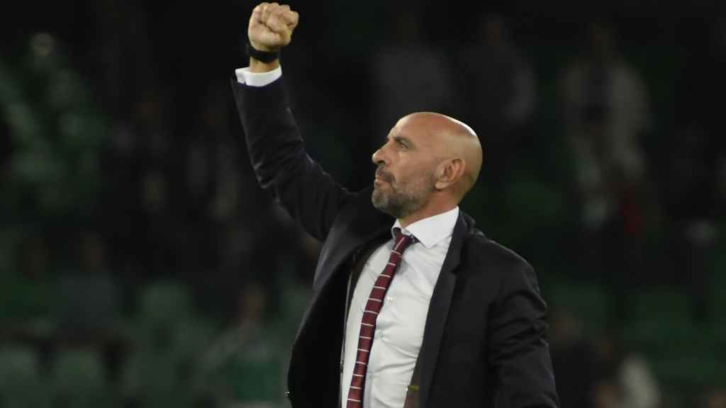 Monchi, tras el derbi sevillano en el Villamarín.