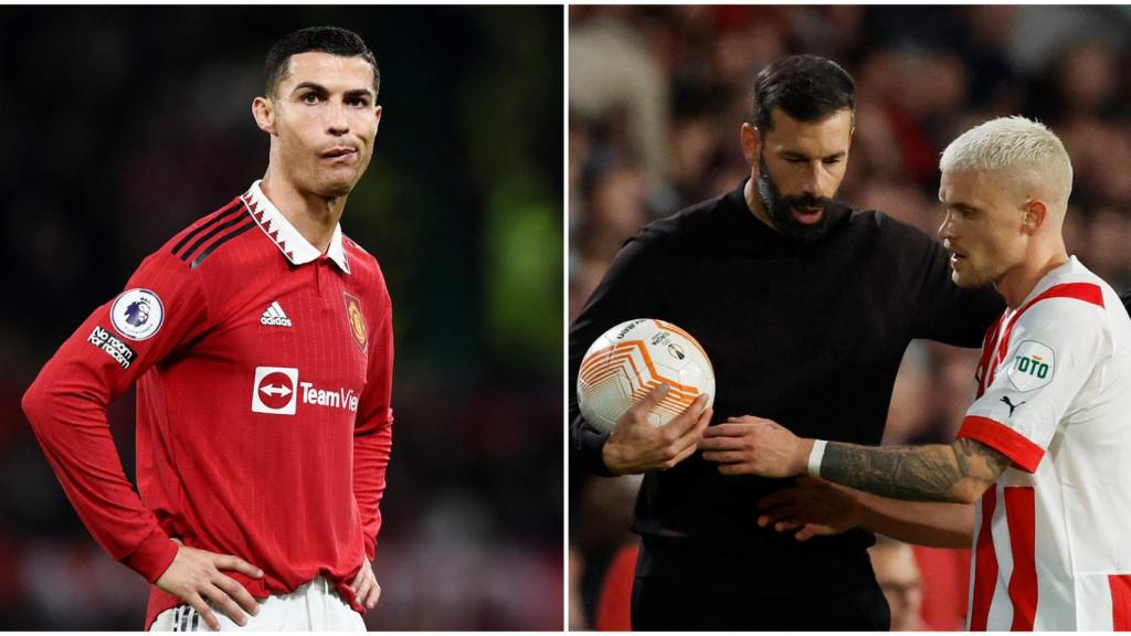 Cristiano Ronaldo, Ruud Van Nistelrooy y Philipp Max en un fotomontaje
