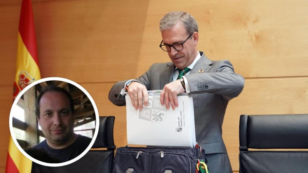 El exjefe de servicio de Prevención de Riesgos Laborales, José Miguel Martínez Palacios, y el consejero de Industria y Empleo, Mariano Veganzones.