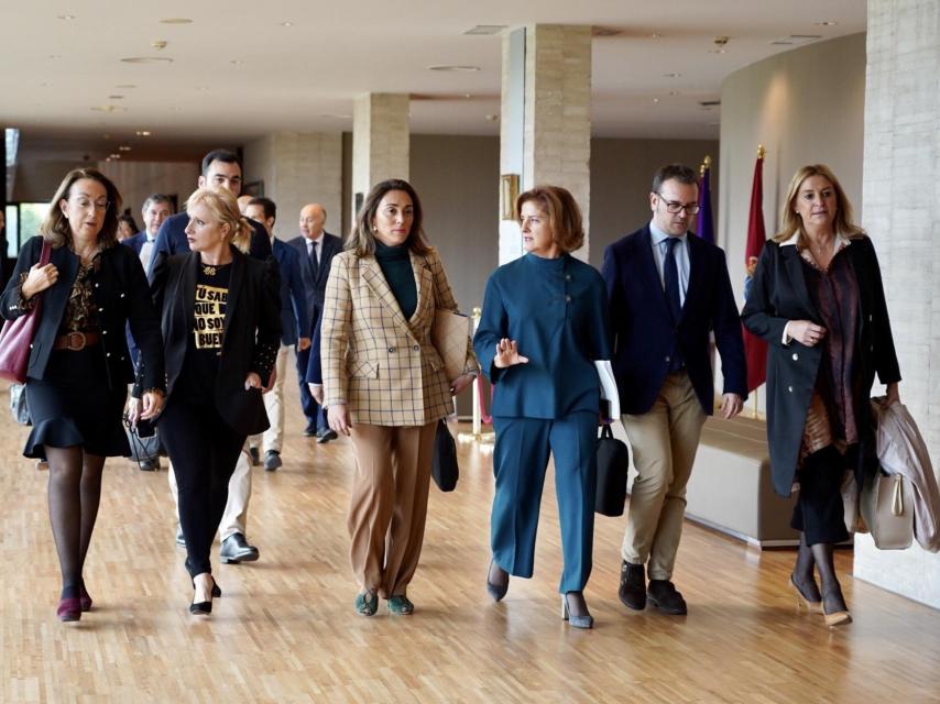 La consejera de Movilidad y Transformación Digital, María González, a su llegada a su comparecencia de este miércoles en las Cortes.