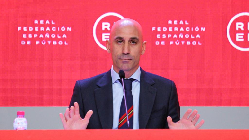 Luis Rubiales, presidente de la RFEF, durante un acto
