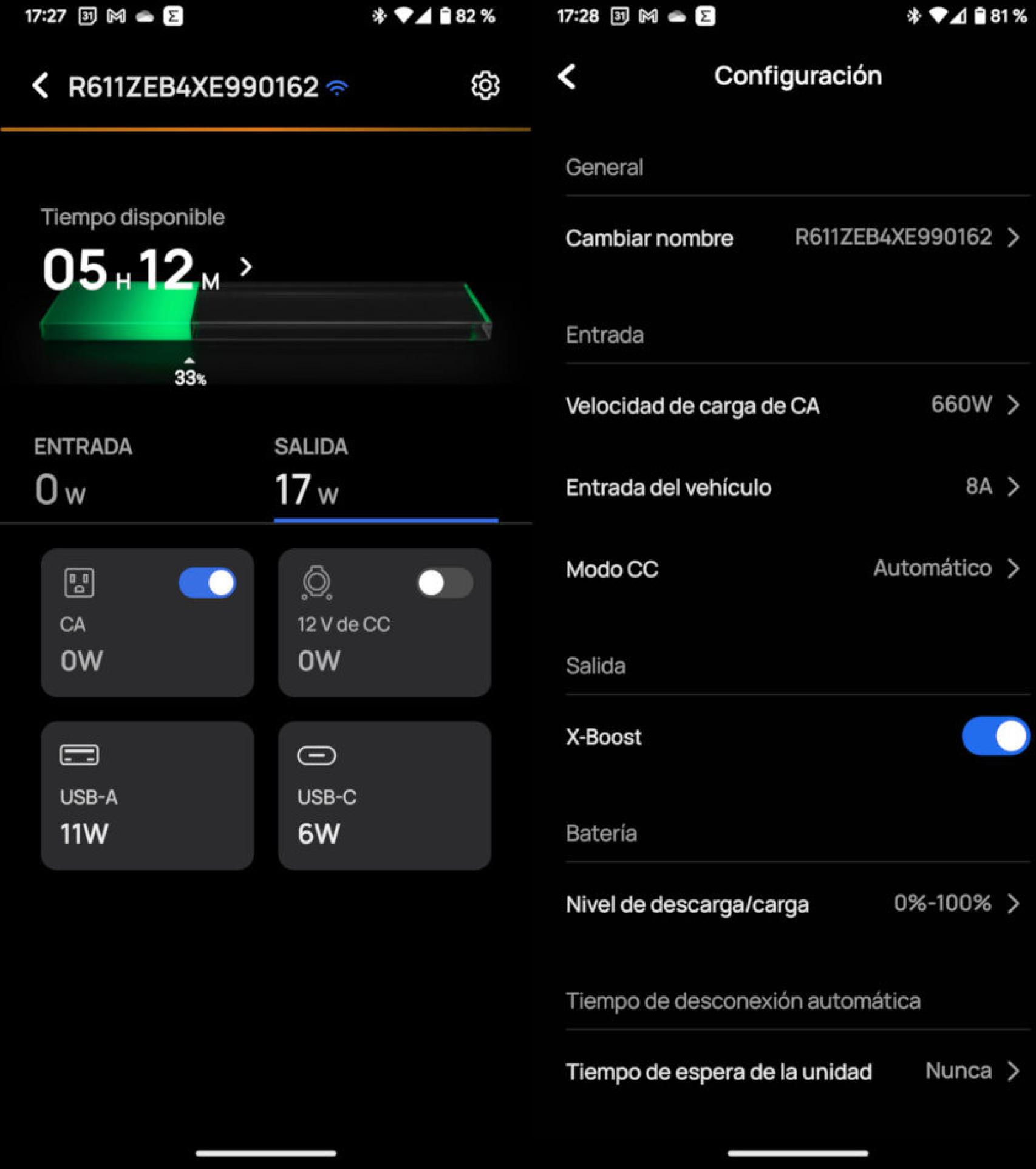 La app de Ecoflow permite controlar la estación de carga y comprobar sus datos