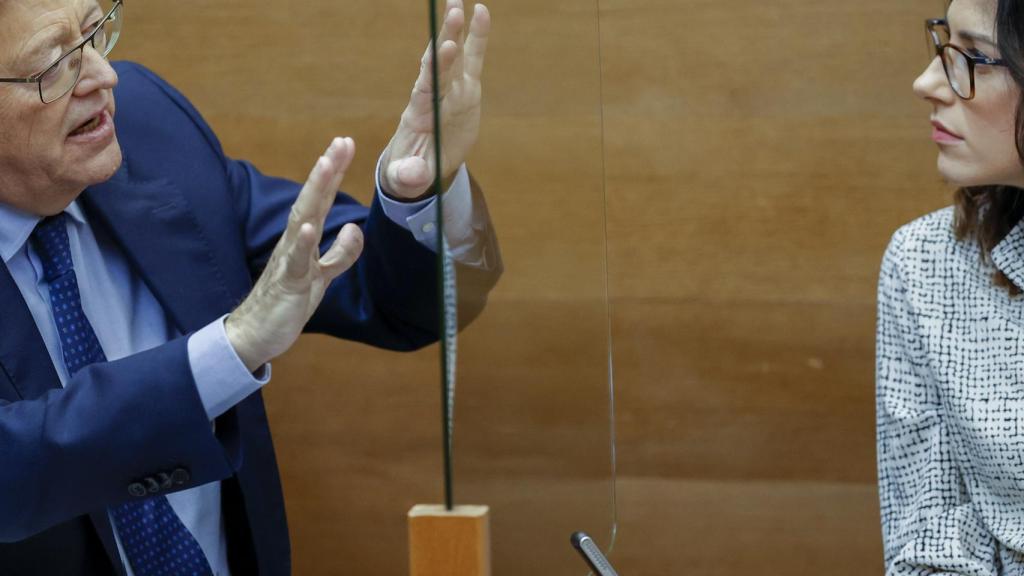 Presidente y vicepresidenta de la Comunidad, Ximo Puig y Aitana Màs, en la sesiónd e control.