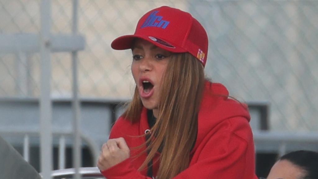 La cantante colombiana Shakira, eufórica, viendo el partido de béisbol más importantes para su hijo Milan.