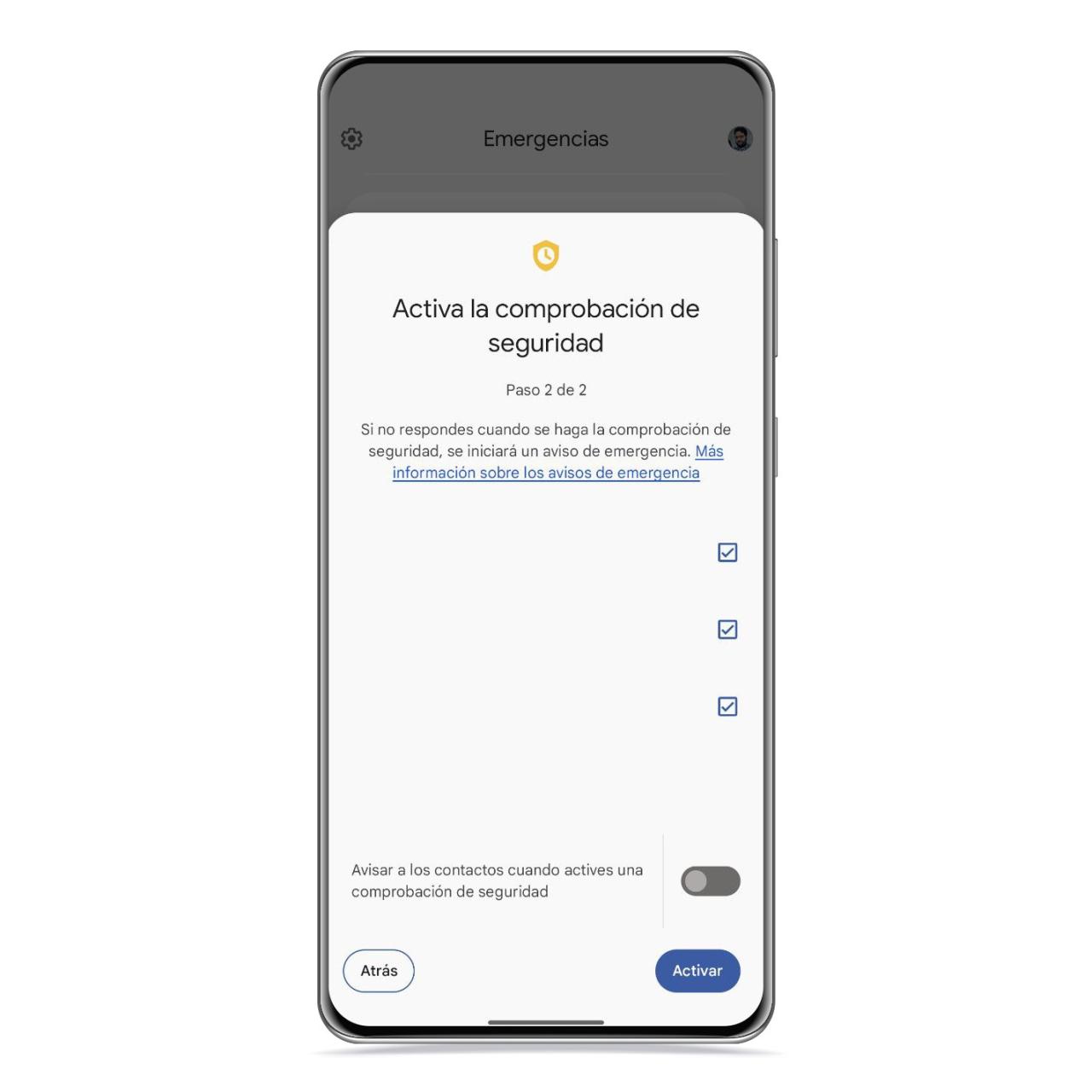 Activar la comprobación de seguridad