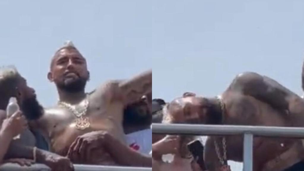 Arturo Vidal, durante las celebraciones.