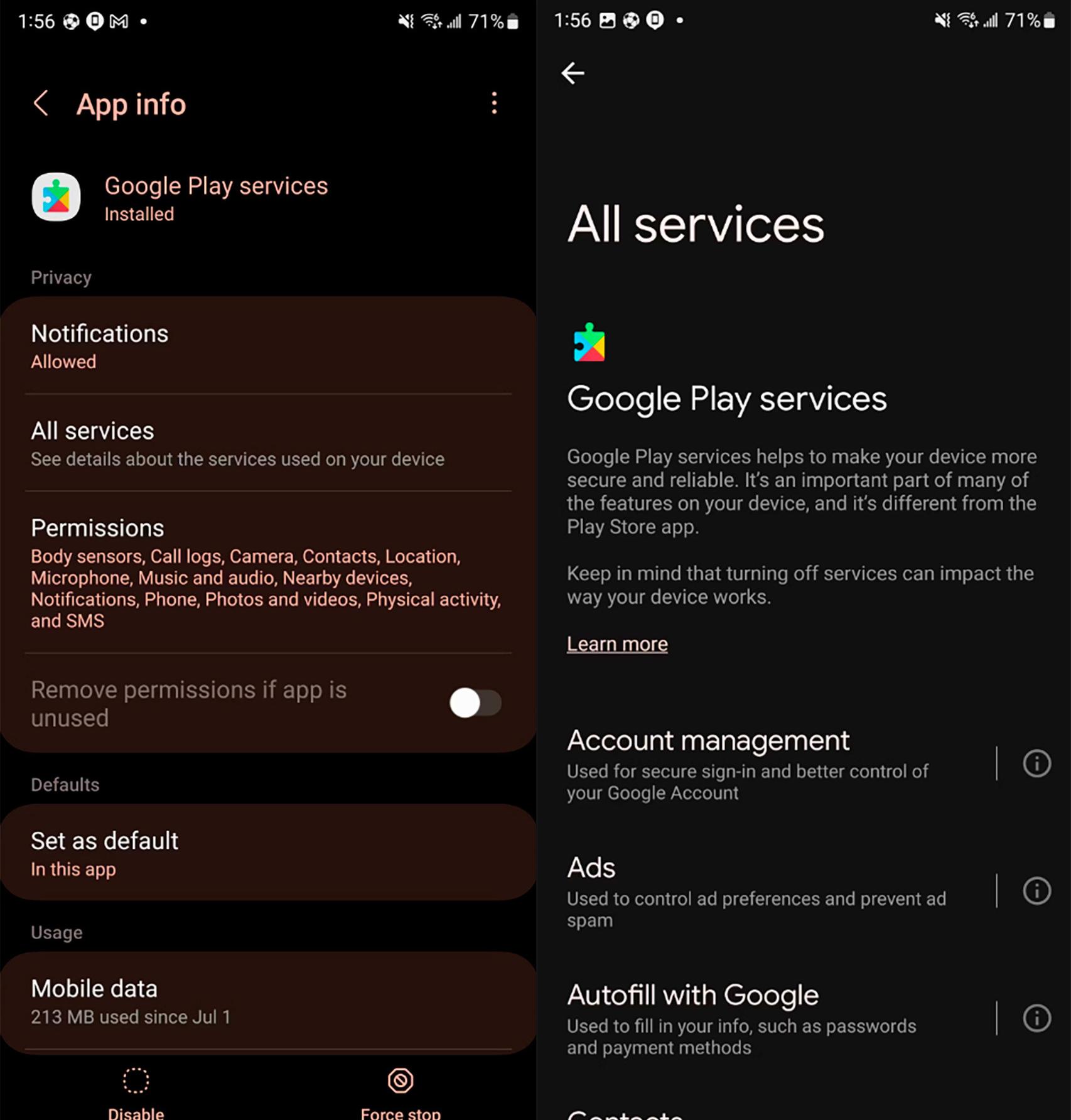 Notas informativas de Servicios de Google Play