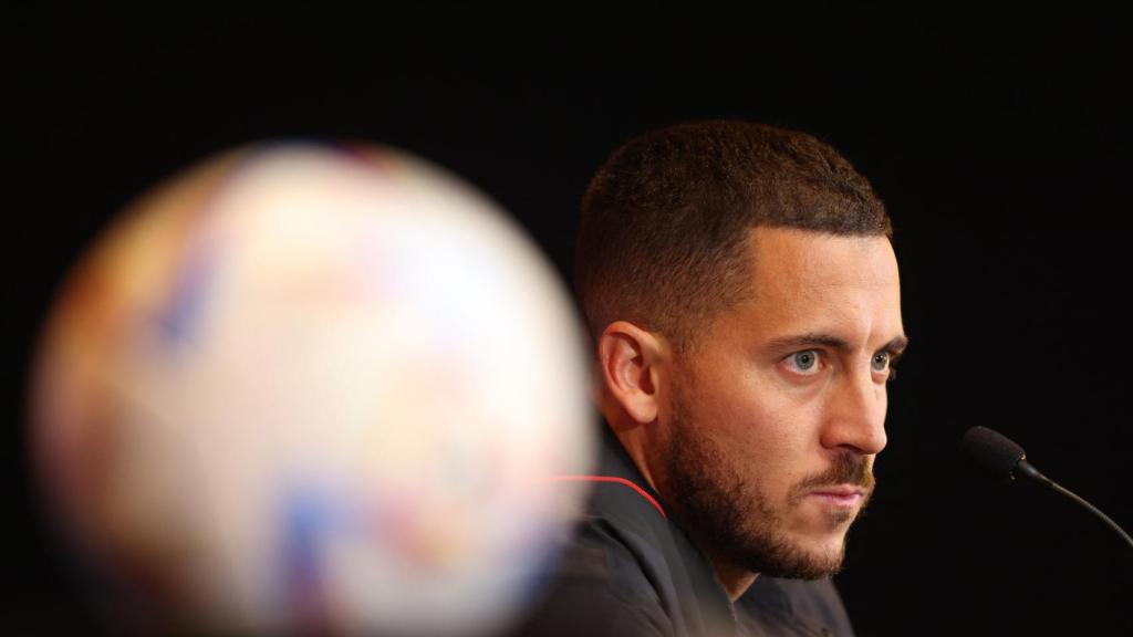 Eden Hazard, en rueda de prensa con la selección de Bélgica