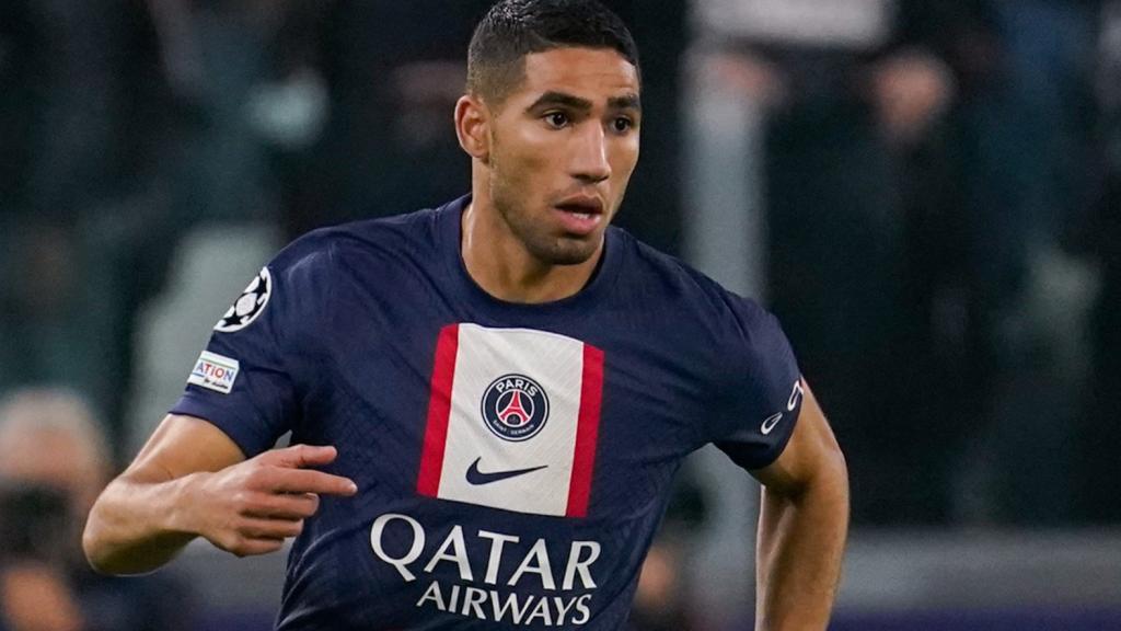 Achraf Hakimi, en un partido del PSG de la Champions League 2022/2023