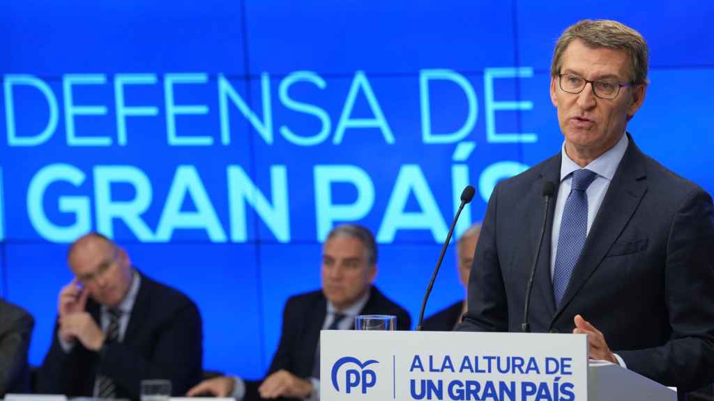 El presidente del Partido Popular, Alberto Núñez-Feijóo, participa este lunes en el Comité Ejecutivo Nacional en la sede de Génova, Madrid.