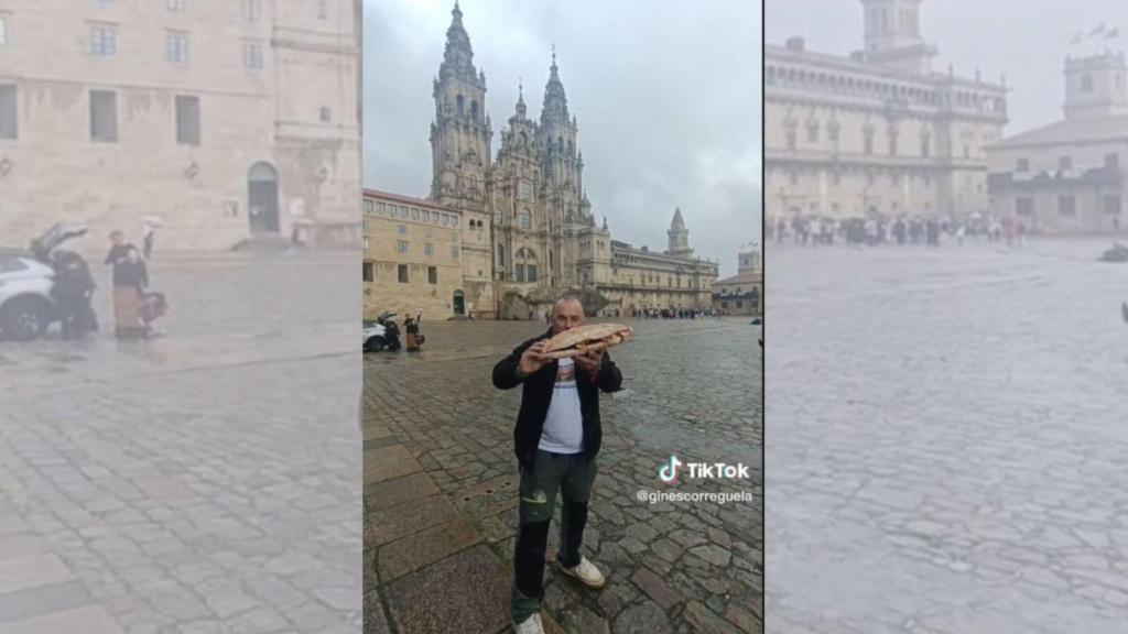 El tiktoker Ginés Corregüela a su llegada en Santiago