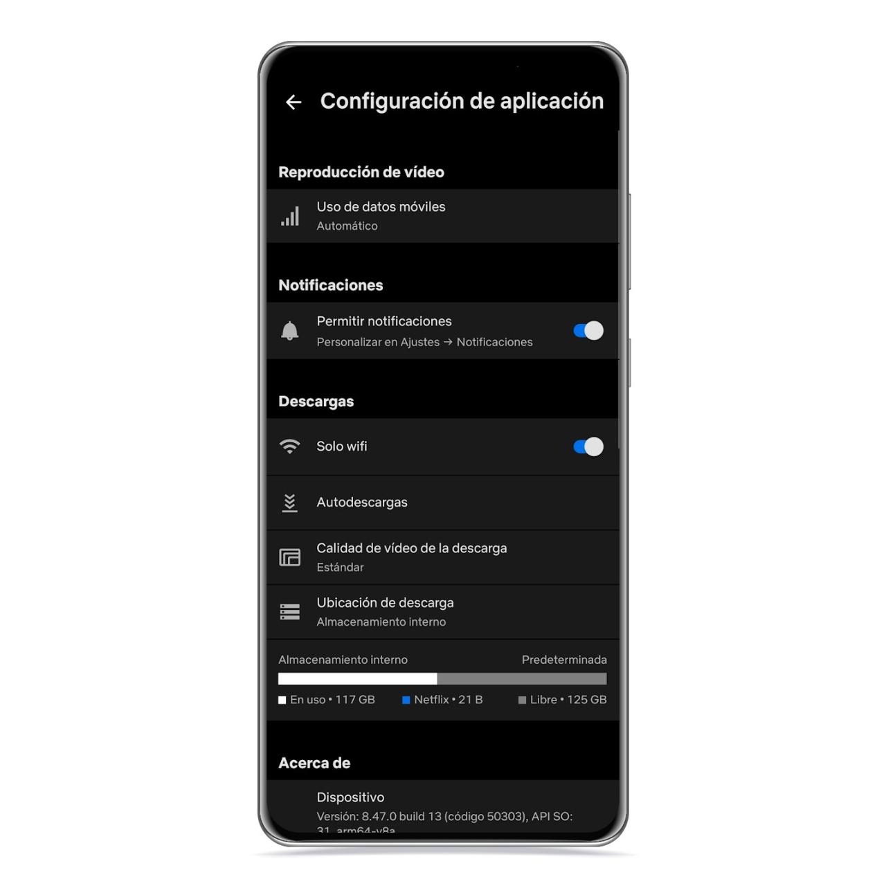 Configuración de la aplicación en Netflix