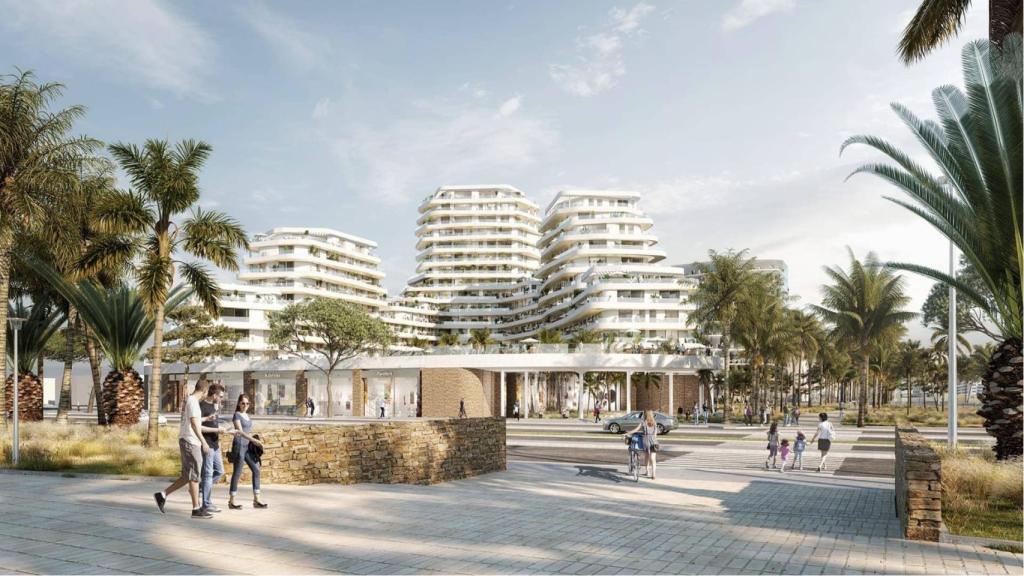 Otra perspectiva de los edificios planificados sobre los terrenos de la antigua central térmica.