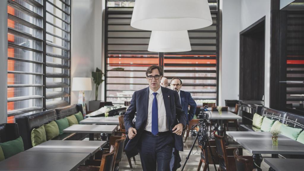 Salvador Illa, en el hotel Puerta de América, en Madrid, momentos antes de la entrevista con EL ESPAÑOL.