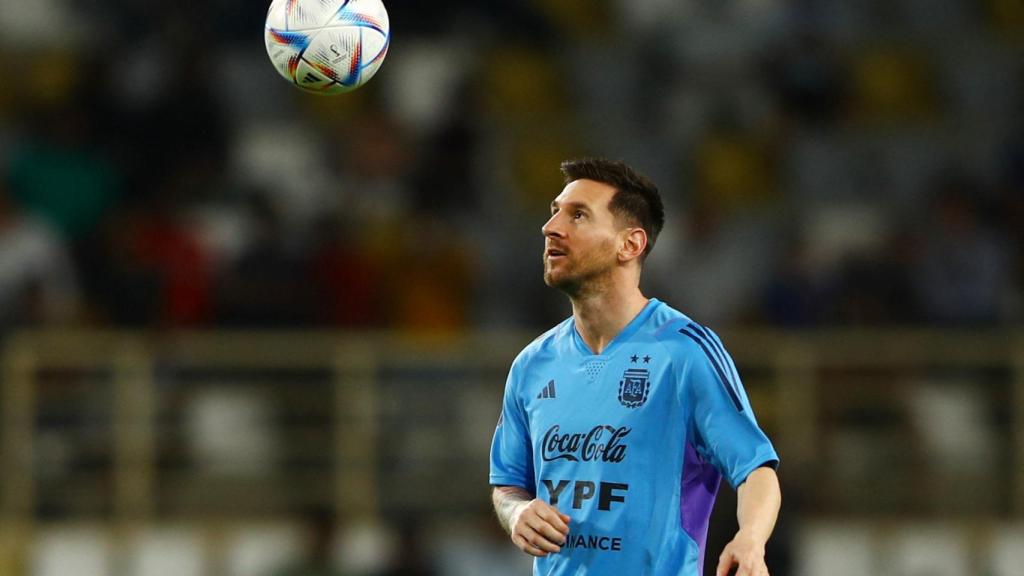 Leo Messi, en un entrenamiento con Argentina.