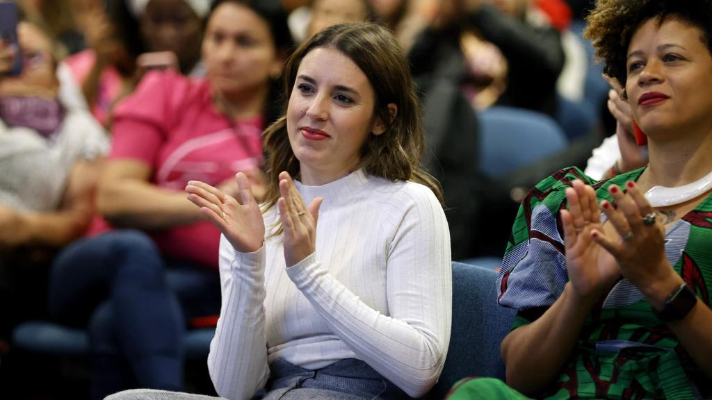 La ministra de igualdad, Irene Montero, en un acto de su viaje a Bogotá el pasado sábado.