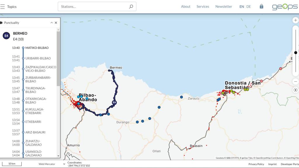 Mapa geOps de transporte público
